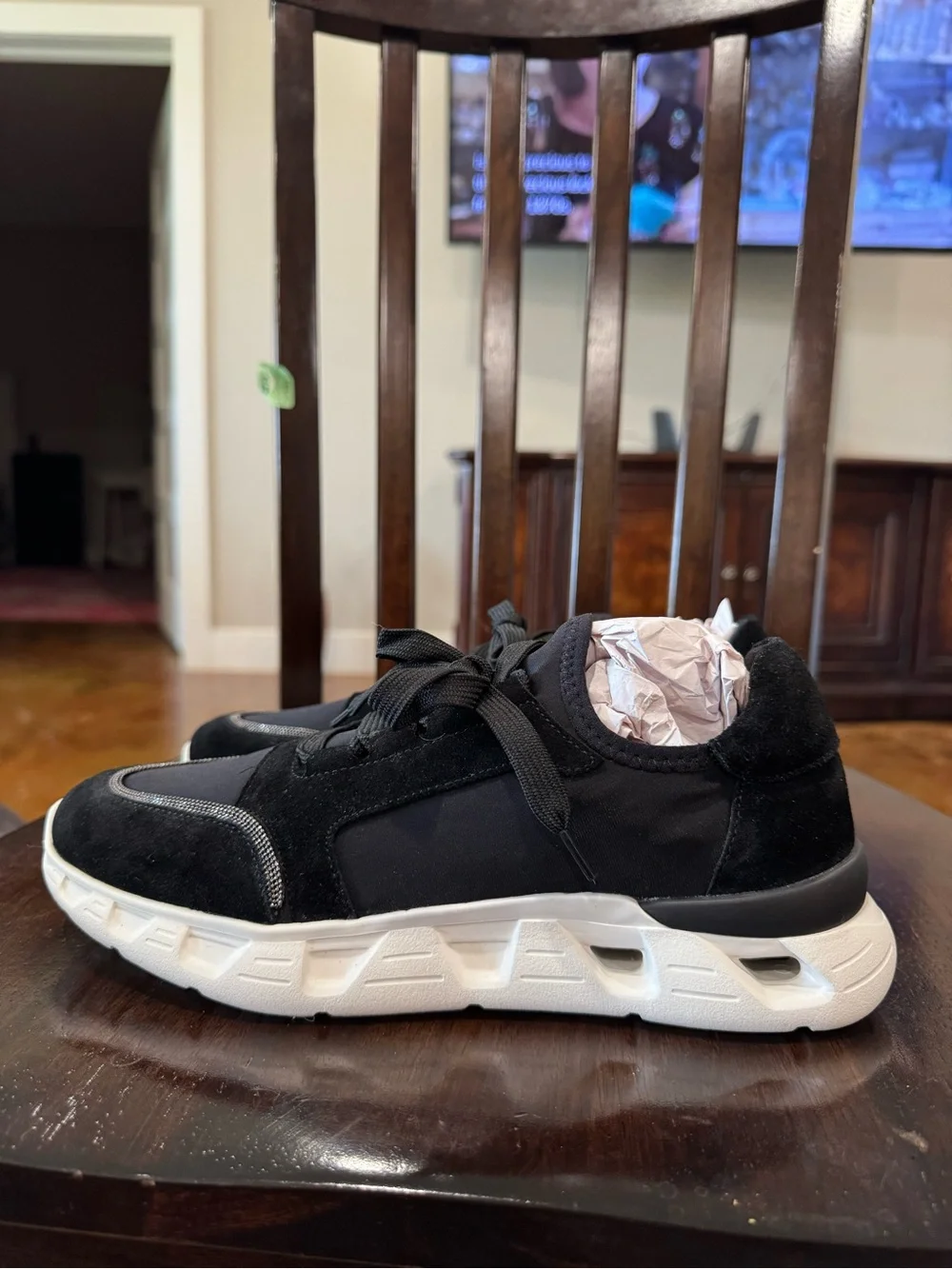 Vaneli Black Athletic Sneakers with White Sole
